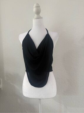 SHEIN Black Draped Halter Tank Top